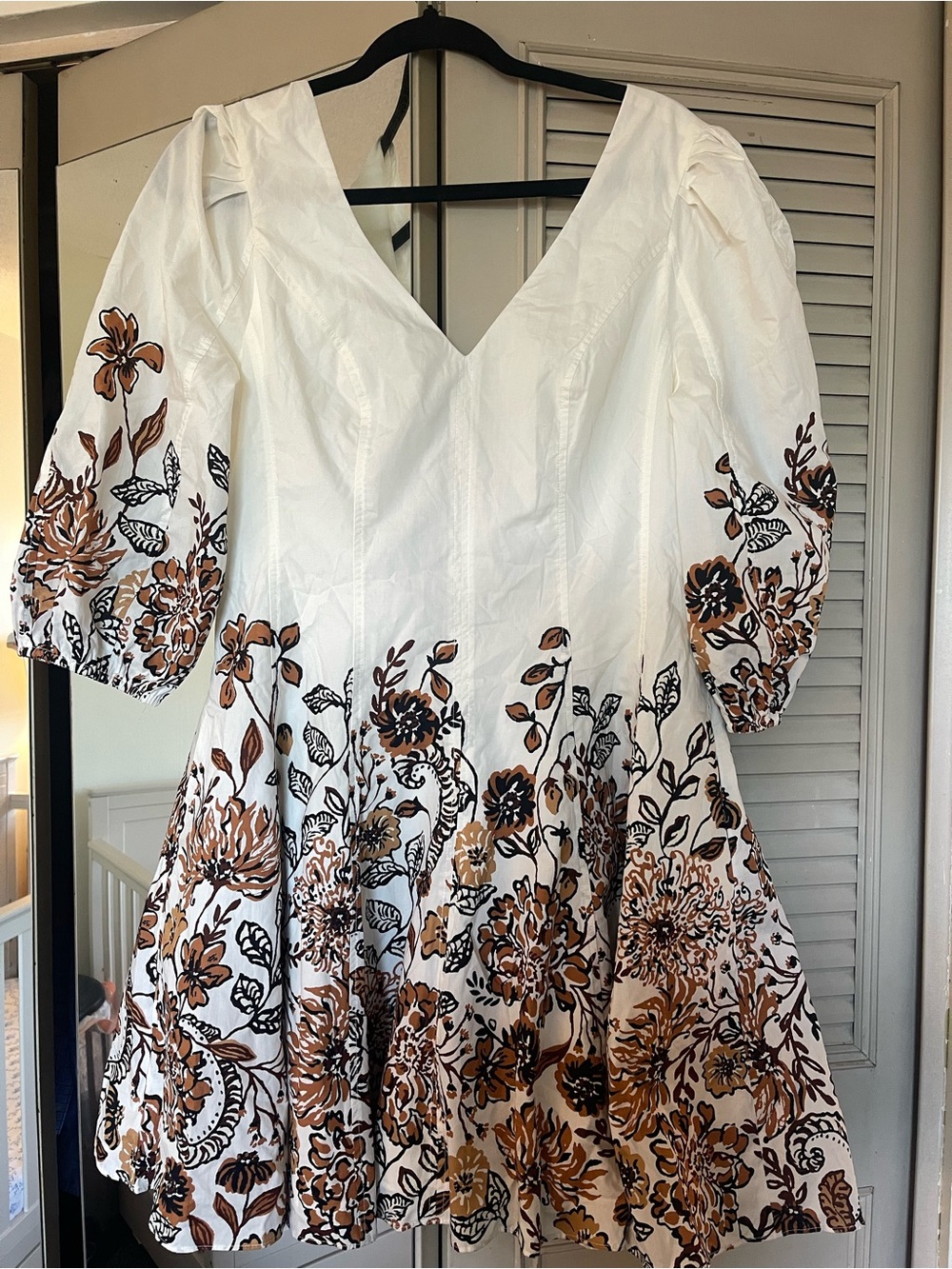 Lilly Pulitzer White Mini Dress with Brown & Black Floral Embroidery